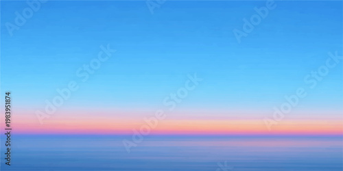 Abstract a serene gradient of colors paints the sky and sea, seamlessly blending hues in a breathtaking display of natural beauty. capturing the serene atmosphere.