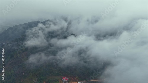 Aerial View of Fog Covered Hills in Aalo Arunachal Pradesh India