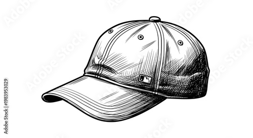 Baseball cap fashion accessory for headwear and sports recreation outdoor head covering stylish brim protection.