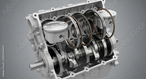 Internal Combustion Engine Cross Section Detail.