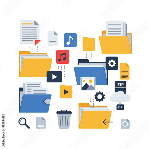 Collection of computer file icons.