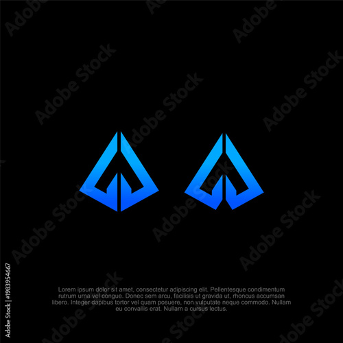 Professional Minimalist Logo Design Featuring Symmetrical Blue Gradient Geometric Icons on a Black Background, Ideal for Tech, Software, or Corporate Identity Branding Projects.