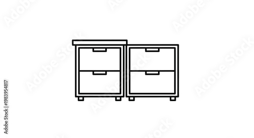 Simple line art of two filing cabinets a minimalist silhouette