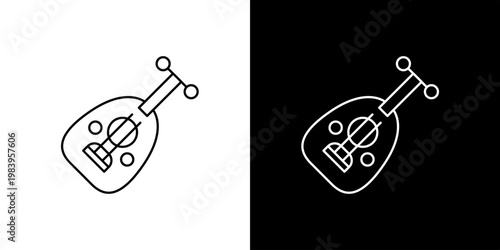 Outline vector icon of a traditional stringed oud, a musical instrument with cultural significance, perfect for diverse design applications and web interfaces