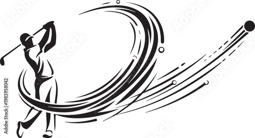  Dynamic Silhouette of a Professional Golfer Swinging a Club