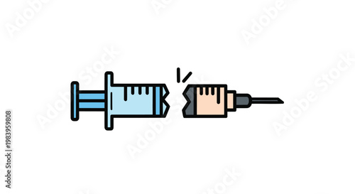 Broken syringe with needle detached medical equipment failure