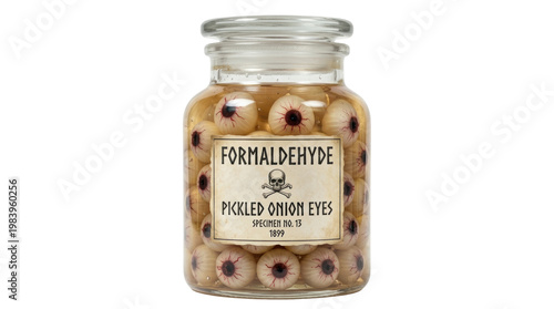 Photography Vintage apothecary jar filled with creepy pickled eyeballs