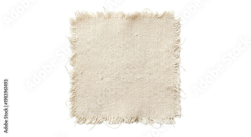 Canvastavla Square cream woven fabric patch with frayed edges