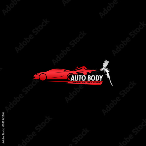 Red Car With Spray Paint Auto.