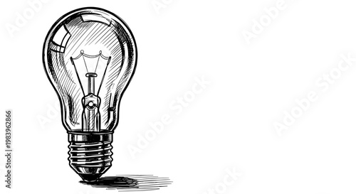 Light bulb idea concept illustration vintage sketch drawing innovation creativity inspiration energy electricity bright.