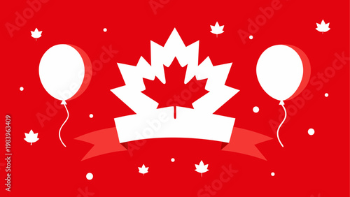 Three hot air balloons shaped like a maple leaf over canada