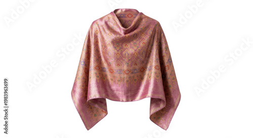 Obraz na płótnie Draped shawl poncho in pink traditional Thai silk pattern