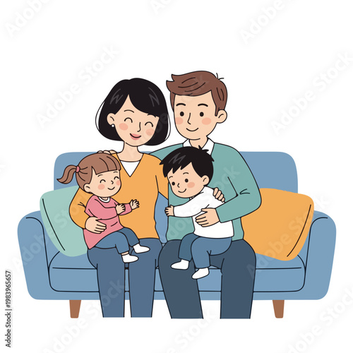Family sitting on the couch together 3.