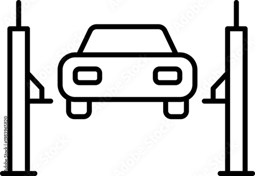 Car lift icon outline isolated on white