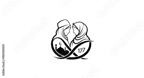 Islamic Couple Silhouette - Symbol of Love and Faith in Unity.