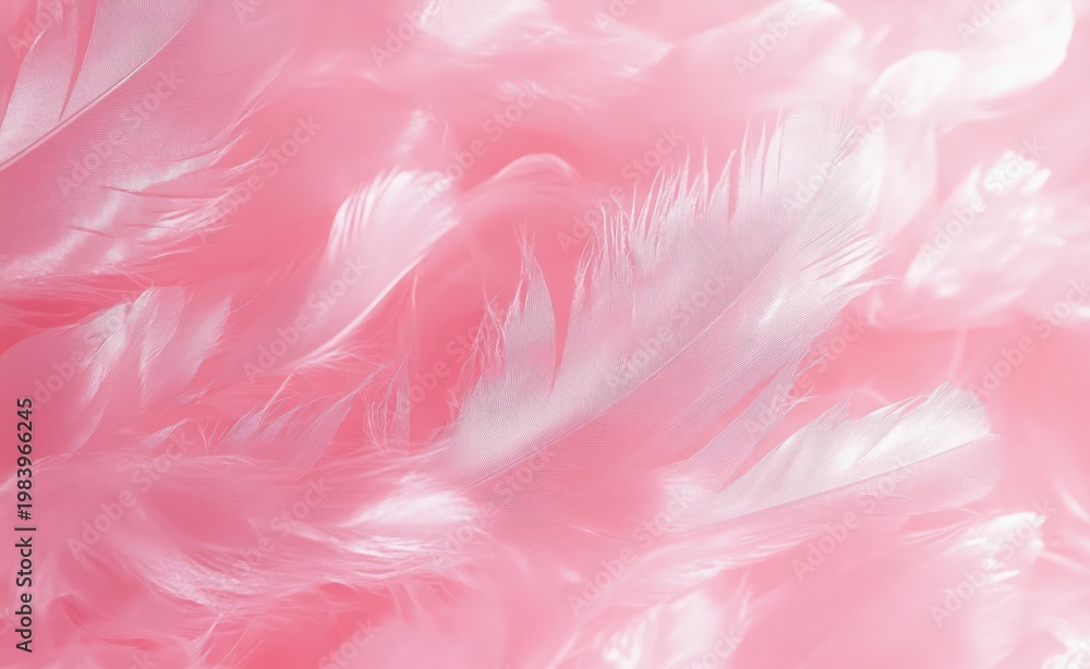 Fototapeta premium close-up of soft pink feathers with delicate fluffy texture evoking calm and gentle warmth