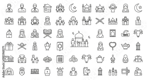 Islamic Icons Collection - A Comprehensive Set of Religious Symbols.