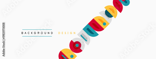 Minimalist design features colorful geometric shapes, text elements. Clean aesthetic, suitable backgrounds, modern layouts.