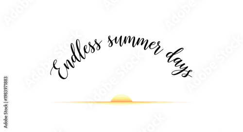 Sunset, summer, endless days, warm minimalist vector illustration