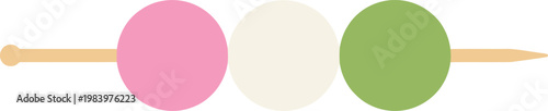 Minimalist vector illustration of hanami dango three sweet dumplings on a skewer