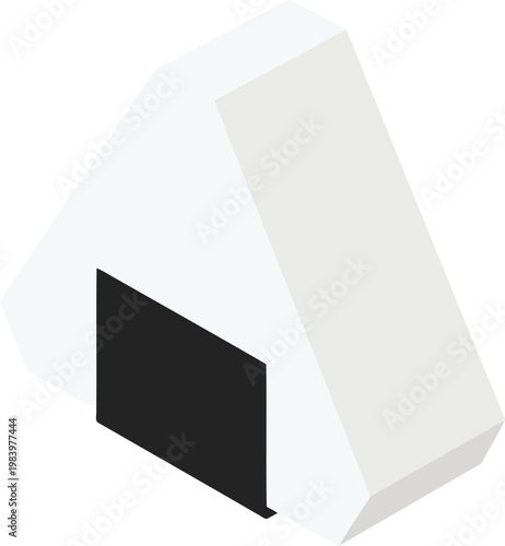 3D isometric flat vector illustration of Japanese onigiri rice ball wrapped in seaweed