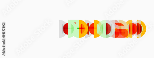 Colorful overlapping circles create abstract design. Minimalist aesthetic, simple shapes, vibrant hues present modern visual.