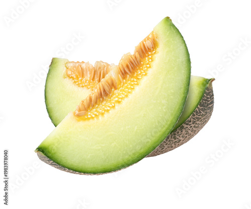 фотографія slice of cantaloupe melon isolated on transparent background