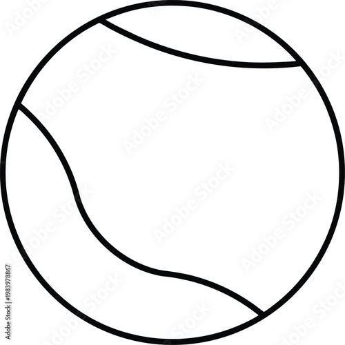 tennis ball fuzzy circle with seam line line art vector illustration on transparent background