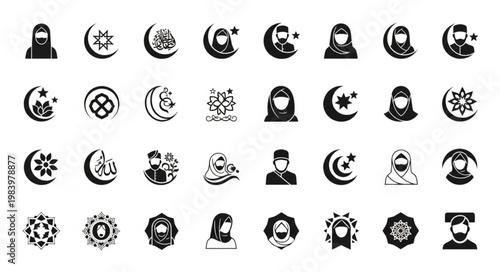 Islamic Icons Collection - Diverse Symbols of Faith and Culture.