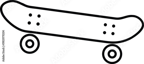 skateboard deck with wheels griptape texture line art vector illustration on transparent background