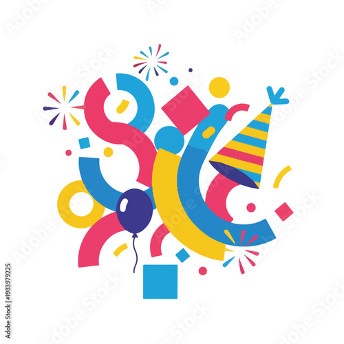 Colorful Party Celebration Abstract Design Elements.