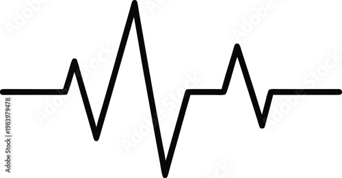 pulse line flat horizontal with single heartbeat spike line art vector illustration on transparent background