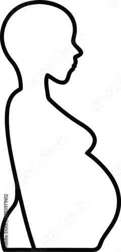 pregnancy symbol silhouette of pregnant person line art vector illustration on transparent background