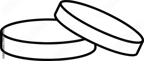 petri dish stacked two dishes nested lid slightly open line art vector illustration on transparent background