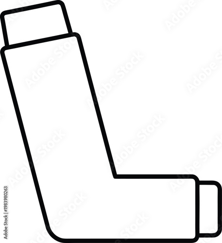 inhaler rectangular device with mouthpiece line art vector illustration on transparent background