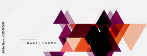 Abstract geometric shapes overlap, creating dynamic visual texture. Warm colors dominate design, with subtle gradients. Modern background element.