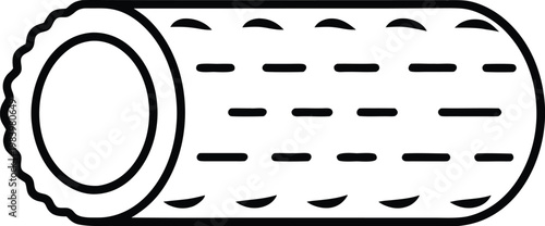 foam roller cylindrical tube with textured surface line art vector illustration on transparent background