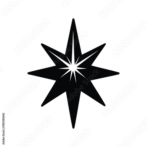 Silhouette of star with intricate details, perfect for holiday and festive designs, vector illustration, christmas star shining bright silhouette vector illustration