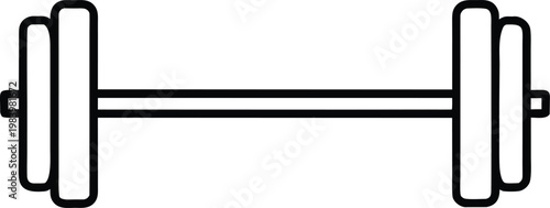 barbell long bar with plates on both ends rack line art vector illustration on transparent background