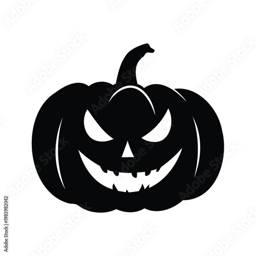 Halloween pumpkin with carved face, silhouette vector illustration, carving pumpkin silhouette vector illustration