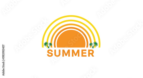 Summer icon, sunshine symbol, yellow orange logo, seasonal graphic