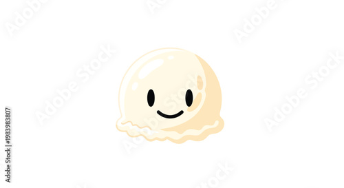 Cute jellyfish, smiling cartoon character, vector illustration, beige color