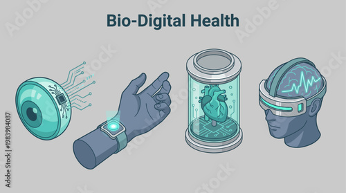 Isometric Bio-Digital Health and MedTech Icons