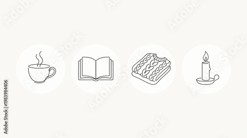 Minimalist Slow Living and Mindfulness Symbols