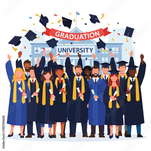 Group of people wearing graduation gowns.