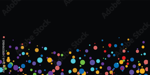 Vibrant Confetti Rain: Colorful Dots on a Dark Background.