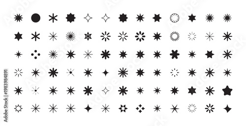 Star burst icon collection set of modern sparkle symbols glow light effect vector illustration.