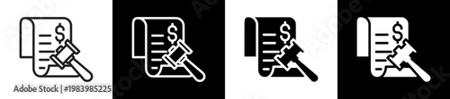 Tax Line And Glyph Icon In Black White Background    