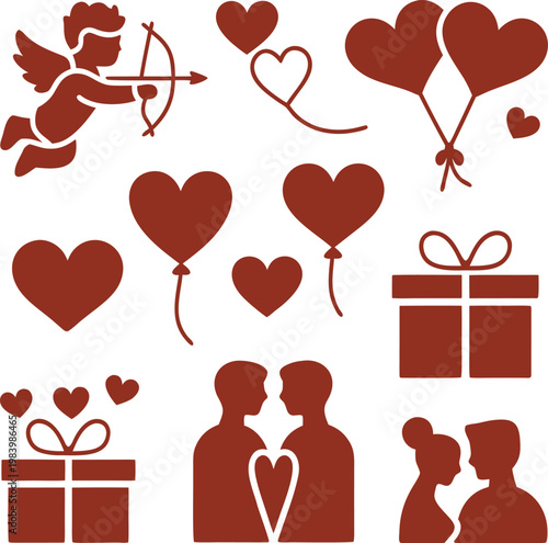 Dia dos Namorados Romantic Design with Hearts and Love Elements