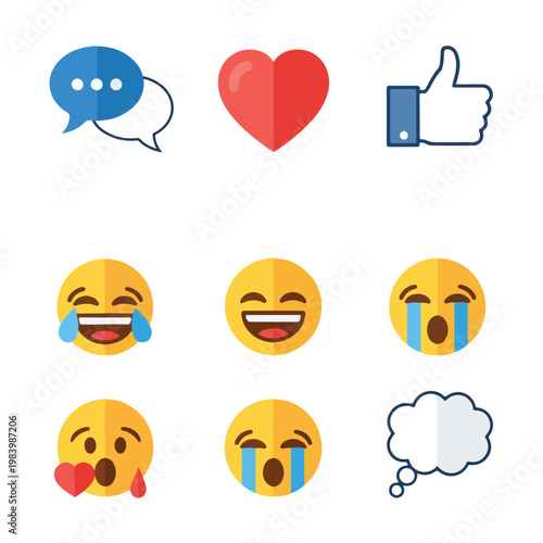 Quadro su tela Emojis expressing various happy and sad.